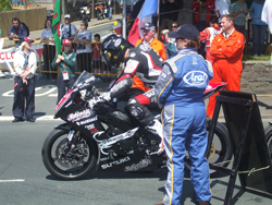 Bruce Anstey on the startline for the PokerStars Superstock race